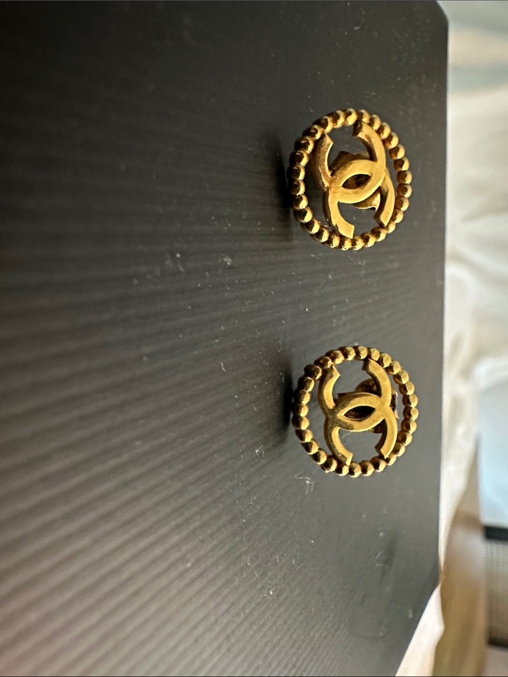 21k  Gold-Tone CC Logo Button Earrings